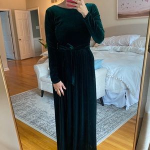 Velvet Hunter Green Floor Length Gown